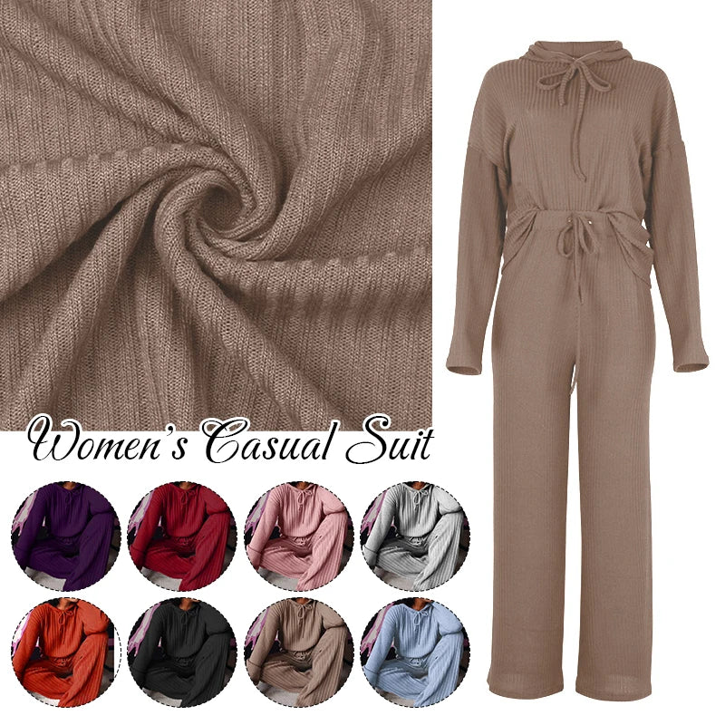 2023 Autumn Casual Wear Women Lounge Tracksuit 2 Piece Set Loose Lounge Sets Ladies Hooded Sweat Suit Outfits Female
