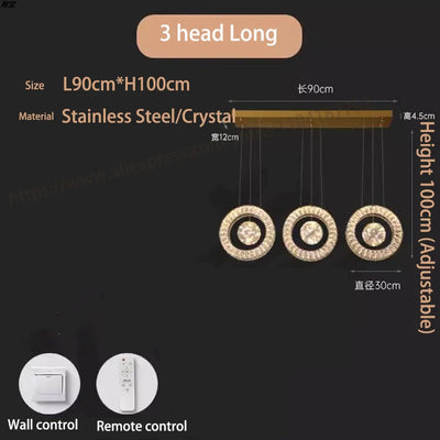 Modern Home DecorLED Lights Crystal Pendant Lamps Room Chandeliers Dining Table Pendant Lights Indoor Lighting Dimmable Light