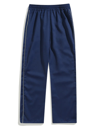 Men's New Woven Trousers High Street Trend Retro Casual Cuff Long Pants