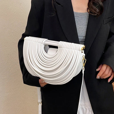 Handbags for Women 2025 New Gold Luxury Designer Brand Handwoven Noodle Bags Rope Knotted Pulled Half Moon Silver Evening Clutch