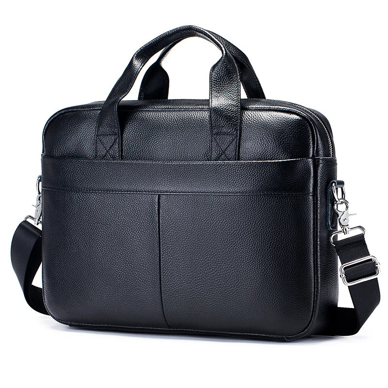 Hot selling men's bags, leather handbags, men's top layer cowhide briefcase, 14 inch computer file bag