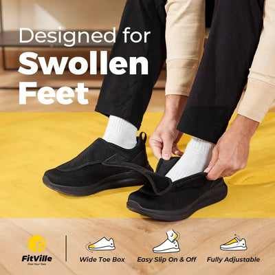 Orthopaedic Extra Wide Elderly Men's Diabetic Shoes for Swollen Feet | Adjustable Foot Pain Relief Walking Shoes
