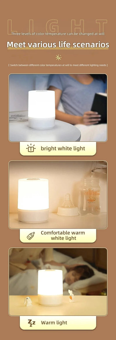 LED Night Lights USB Portable Bedside Lamp Touch Stepless Dimmabl LED Table Lamp for Bedroom Decor Sleeping Night Light Kid Gift