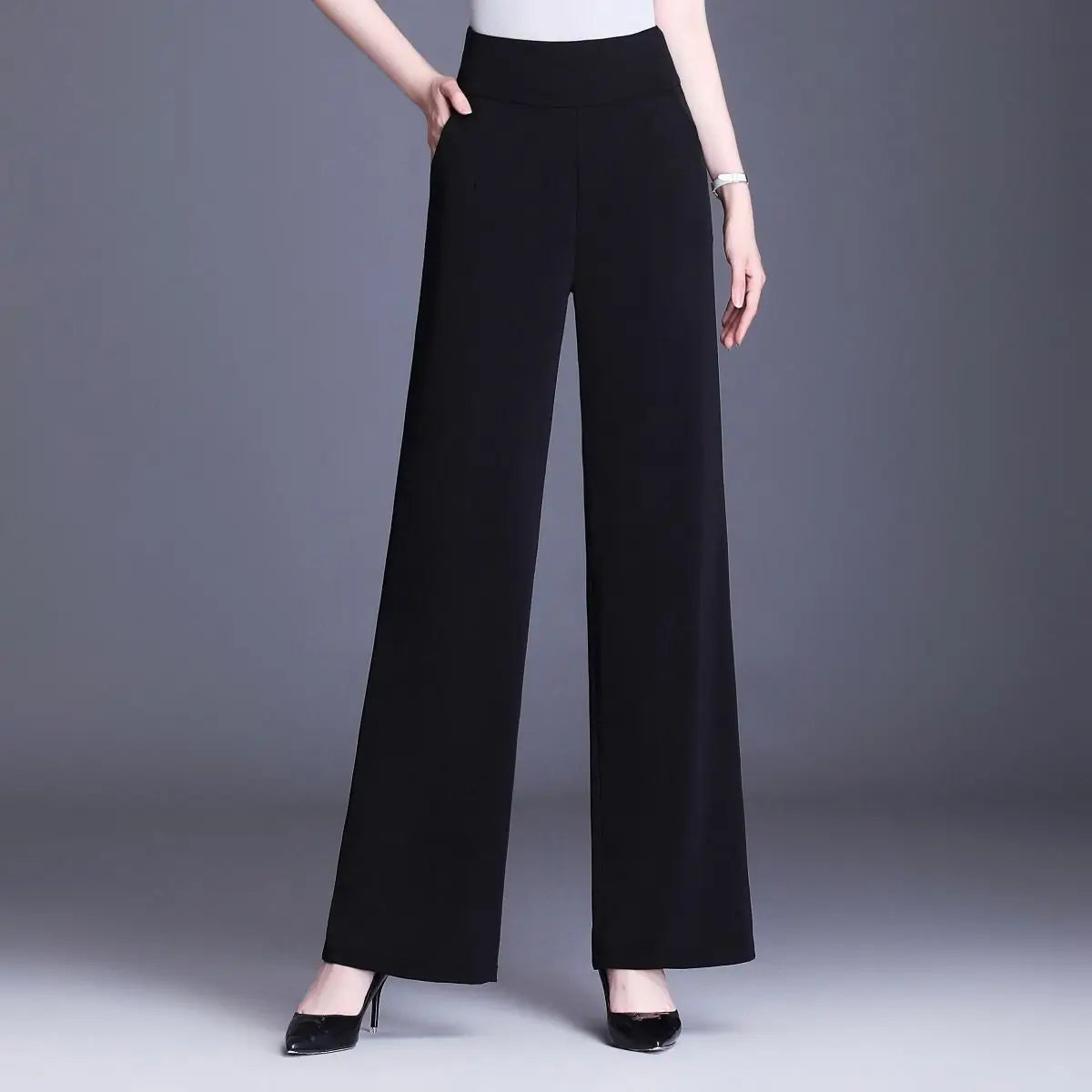 Women's Wide Leg Pants Loose Trousers Monochromatic High Waist Casual Clothing All-Match, Simplicity Autumn and Winter Fashion