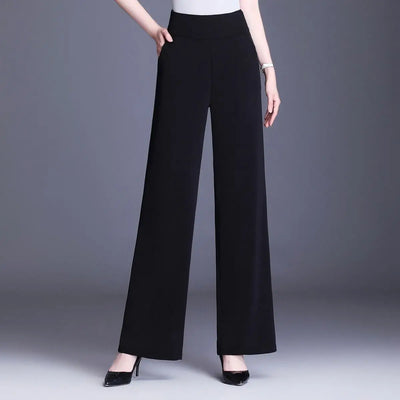 Women's Wide Leg Pants Loose Trousers Monochromatic High Waist Casual Clothing All-Match, Simplicity Autumn and Winter Fashion