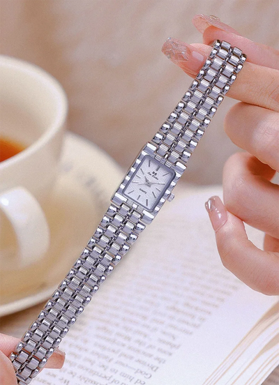 Luxury Ladies' Watch Retro Elegant Gold Silver Small Square Watch High Quality Watchchain Gift Watches For Women