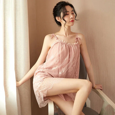 Sexy Sleepwear For Women Home Clothes Sling Lace Nightdress Nightwear Comfortable Lingerie Sleeveless Pyjama Female Summer Dress