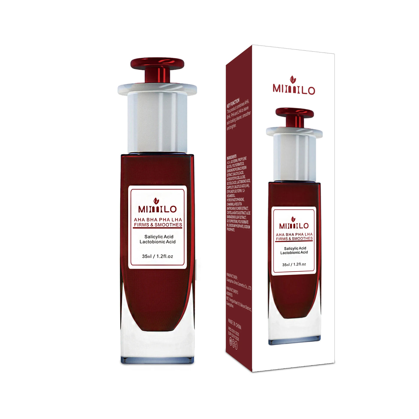 Salicylic Acid serum, gently exfoliates dead skin cells,  AHA, BHA, PHA and LHA, contains glycolic acid, aloe vera leaf