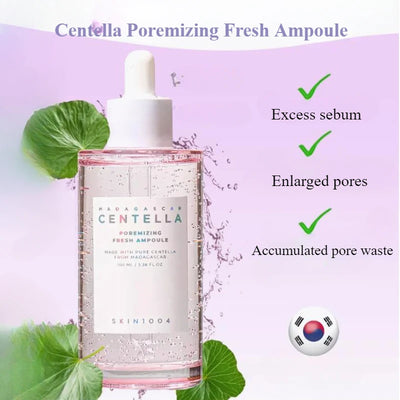 Centella Poremizing Fresh Ampoule Pink Salt Essence Liquid Face Pore Care Facial Serum Soothing Moisturizing Beauty Skincare
