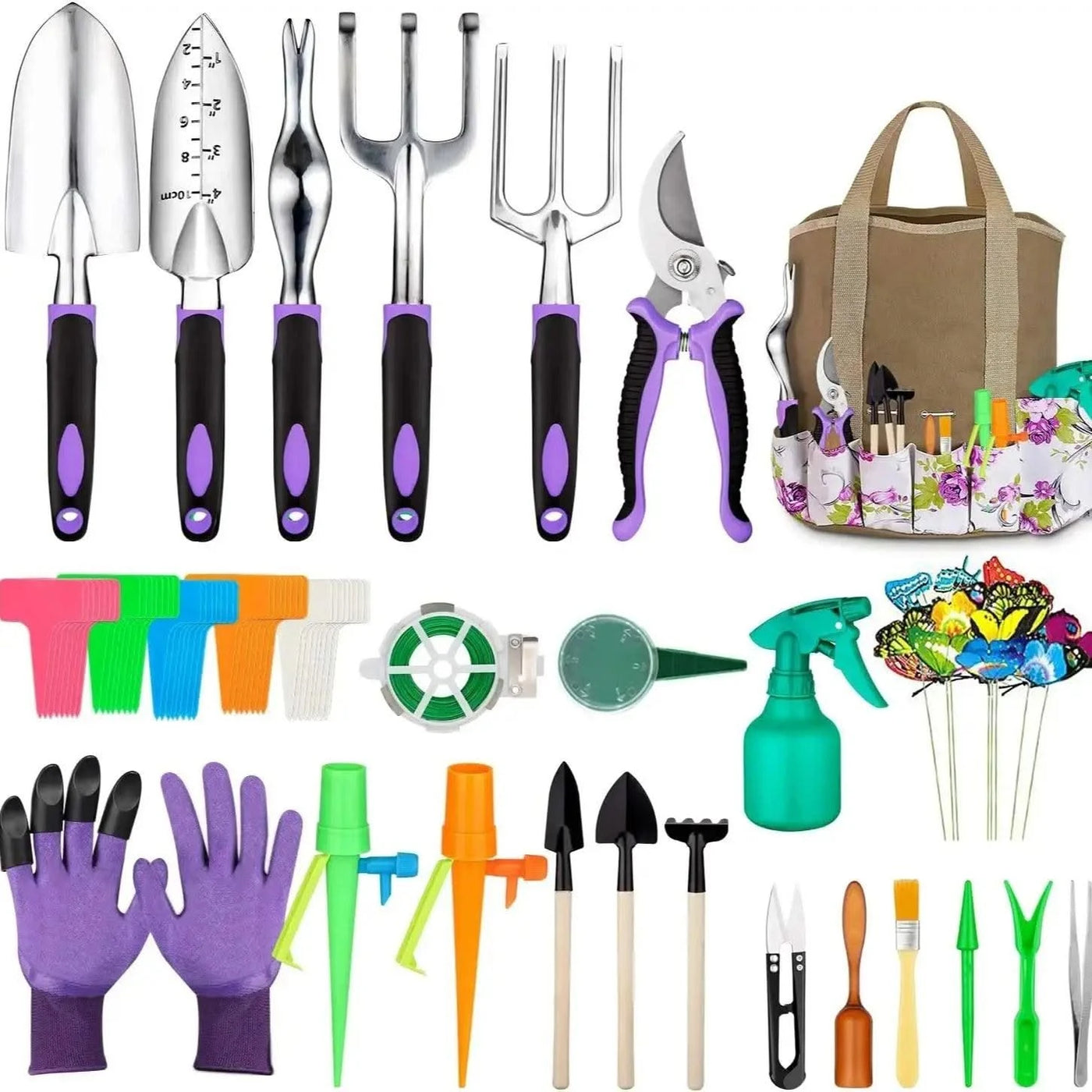 Garden Tools Set 83 Pieces, Succulent Tools Set Included, Heavy Duty Aluminum Gardening Tools for Gardening, Storage Tote Bag
