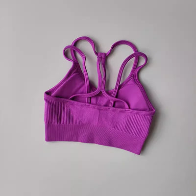 Women Breathable Sports Bra Shockproof Fitness Tops Gym Crop Top Brassiere Push Up Sport Bras Gym Workout Top Seamless Yoga Bra