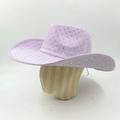 Women's cowboy hat high-end custom accessories white exquisite cowboy fashion shiny pearl rhinestone cowboy hat prom party hat
