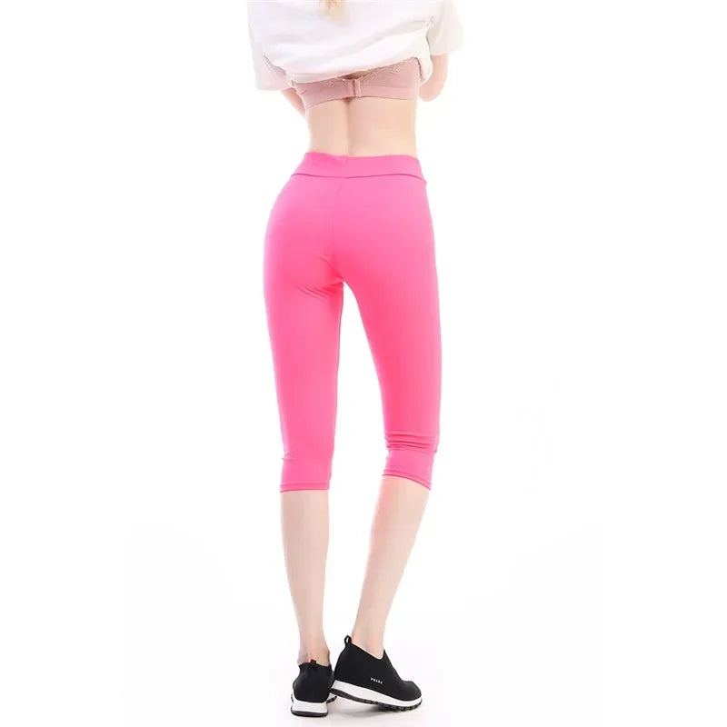 Women's Leggings High Waisted Capri Leggings No Pockets For Women Yoga Pants Workout Capri Pants