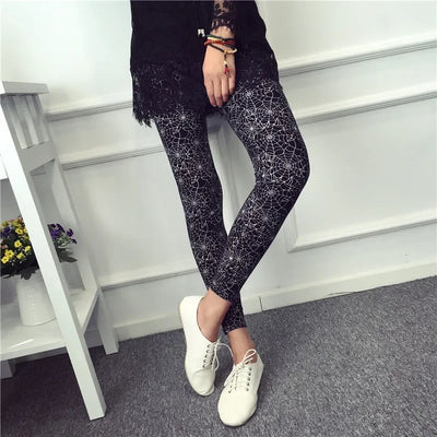 Women Charm Leggings New fashion Pattern Workout Jeggings Best Ladies Elastic Flower Pants