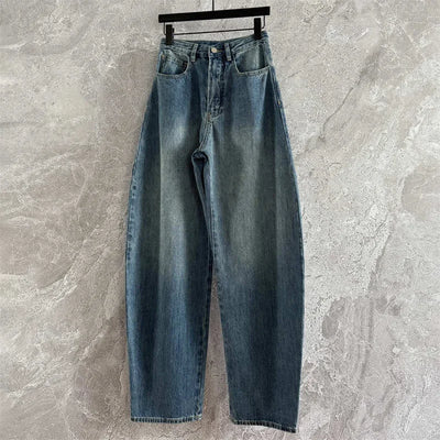 Women's pants 2025 autumn new high waisted slim women's jeans pure cotton straight leg pants  Wide leg pants curved knife jeans