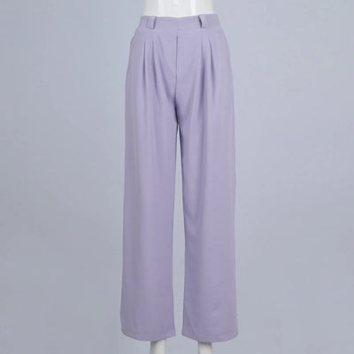 Wide Leg Pants Elastic High Waist Casual And Versatile Suit Pants For Female Simple Fashion Nine Length Trousers With Pockets