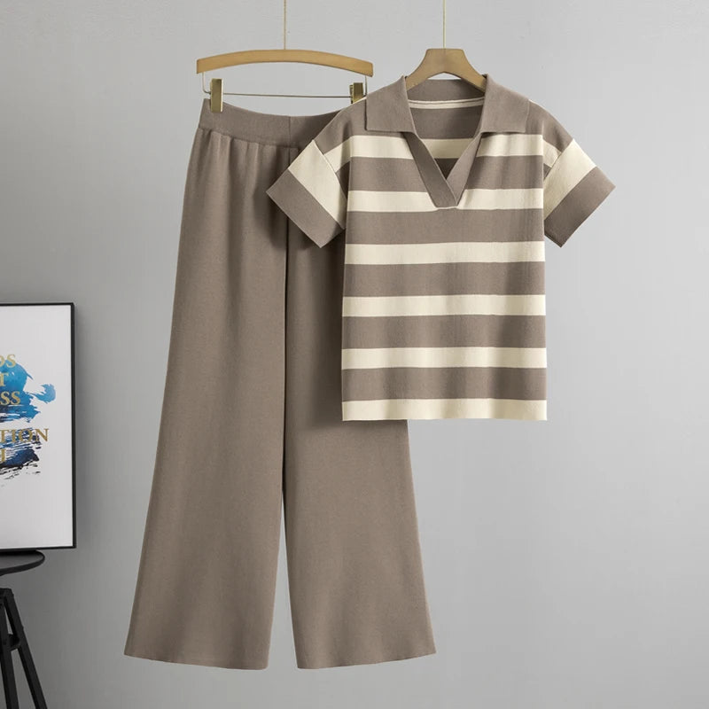 New Two Piece Outfits for Women Sweater Sets Knit Lounge Set Pullover Tops and High Waisted Short Pants 2 PCS Casual Sweatsuit