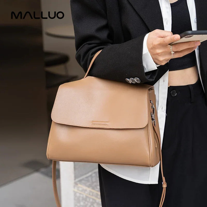 Women's Cowhide Genuine Leather Shoulder Bag Female Fashion Luxury Designer Handbags Ladies Commuting Large Capacity Bucket Bags