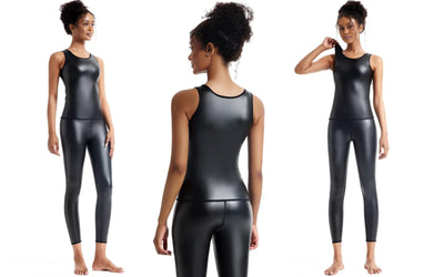 Women Stand collar Leather Long Sleeves Shirt Motorcycle Biker tops Body Shaper Waist Trainer Slim Tshirt Fashion Shapewear tops