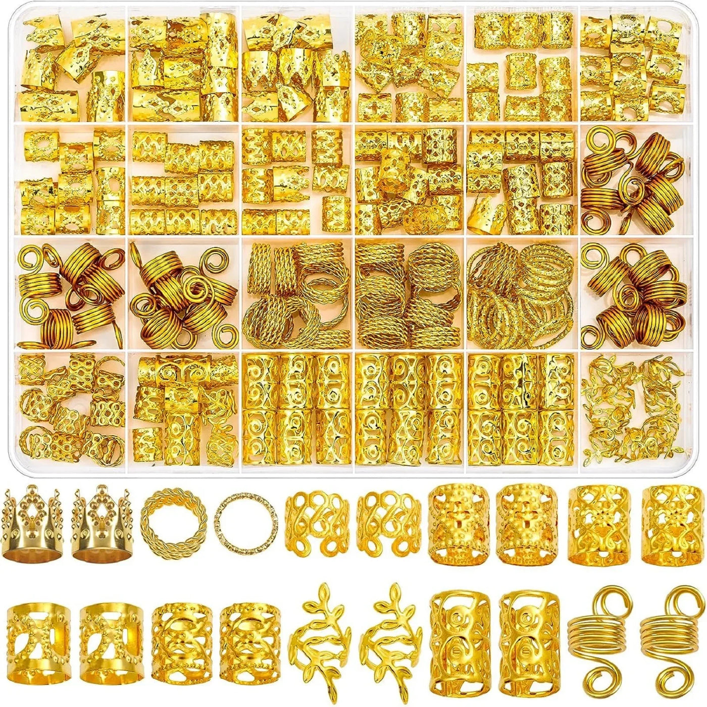 220 Gold-Plated Hair Accessories Woven Jewelry Women's Hair Accessories Trendy Hairstyles Fashionable Metal Hair Rings Cuffs