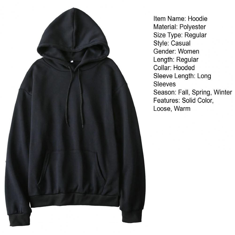 Women Sweatshirt Autumn Hoodie Hooded Solid Color Drawstring Patch Pocket Pullover Long Sleeve Loose Soft Warm Lady Hoodies
