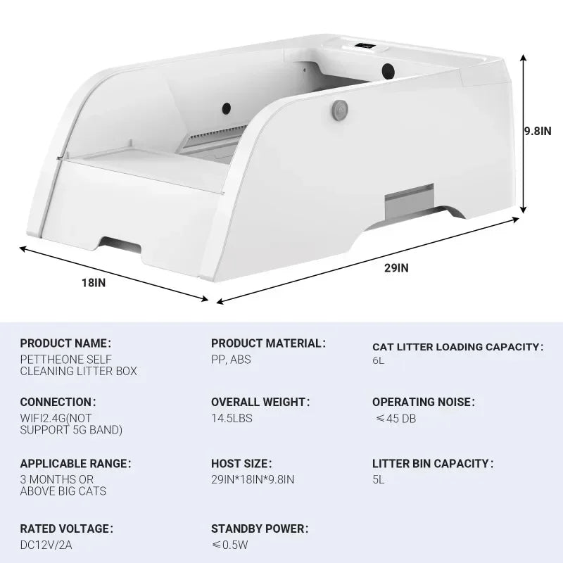 3.0 Automatic Cat Litter Box Self Cleaning,  Upgraded Automatic Cat Litter Box Self Cleaning That Can Use Clumping Cat Litter