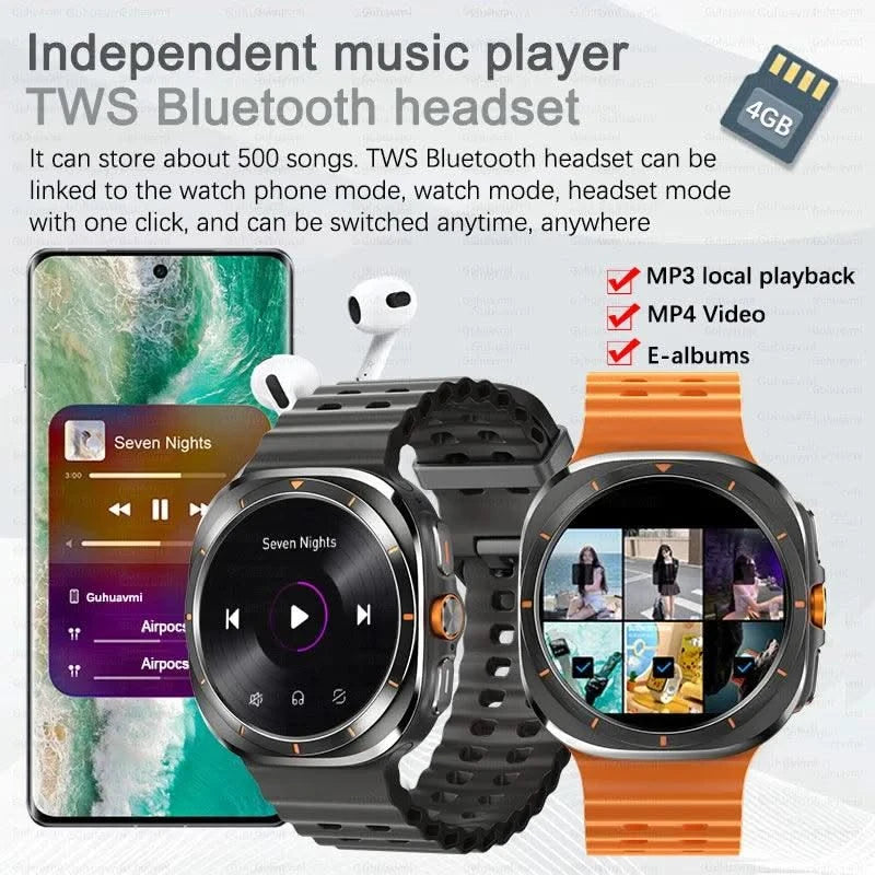2025New Galaxy Watch 7 Ultra Smart Watch Men 32GB Memory GPS NFC AMOLED Screen Fitness Tracker Health Smartwatches For Samsung