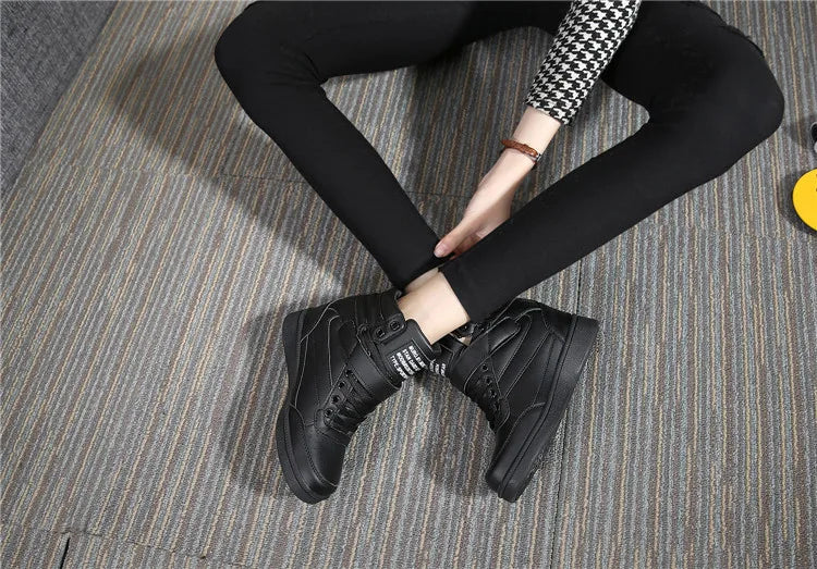 2023 Autumn Designer Wedges White Platform Sneakers Women Shoes Leather Black High Top Sneakers Hidden Increasing Basket Femme
