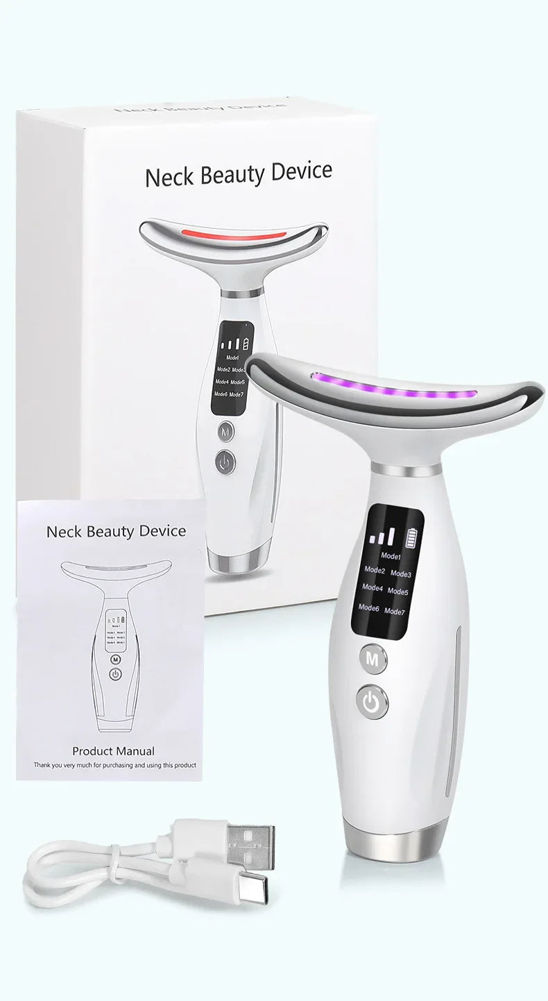 2025 EMS Micro-current Neck Face Beauty Device 7 Color Facial Massager for Enhanced Face Neck and Shoulder Care with Vibrating