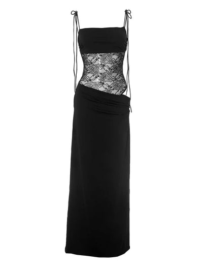 Lace-up Long Dresses For Women Evening Party Clothing Asymmetrical Lace Bodycon Vestidos De Mujer Sleeveless Robe Femme Été
