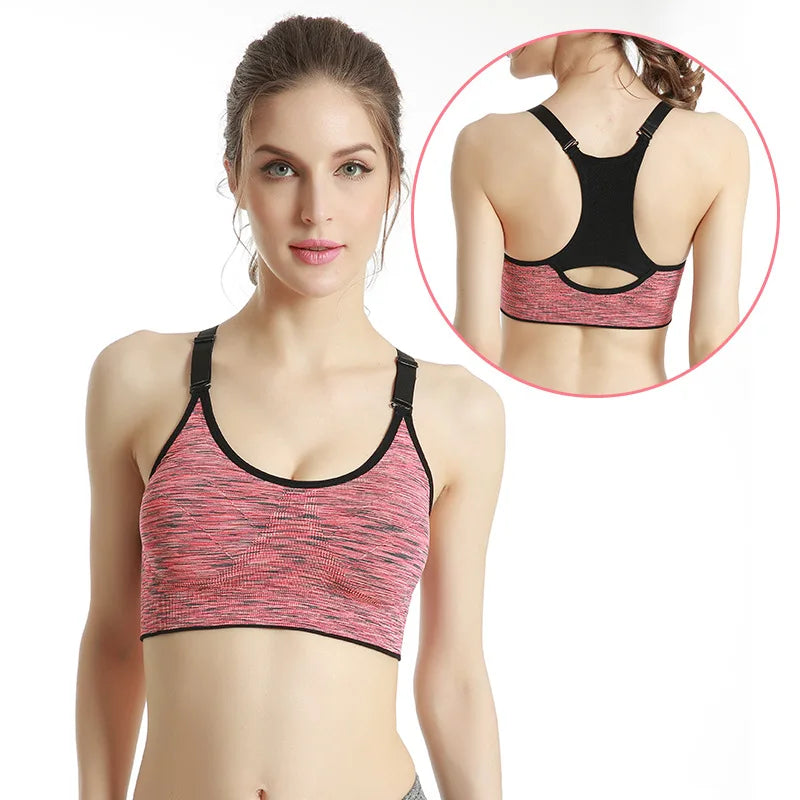 Women Sports Yoga Bra Breathable Quick Dry Top Shockproof Cross Back Push Up Fitness Active Bra Gym Running Bra Sportwear