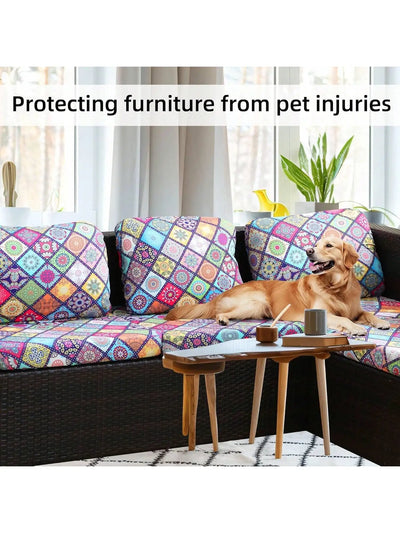 Outdoor Tropical Print Sofa Cushion Covers - Non-Slip Furniture Protectors, Replacement for Individual Seat Cushions
