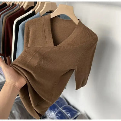 2025 Summer New T-shirts for Women Elegant Fashion Short Sleeve T-shirt Female Trend Tops Ladies Tees Basic Tops Clothing