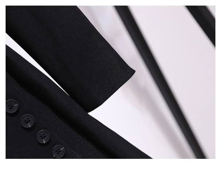Blazer Women 2025 Spring New Fashion Women Clothing Suit Skirt Jacket Belt Waist Slim Suit Women Blazer Long Coat Black Blazers