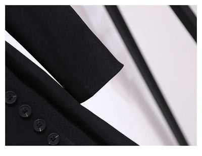 Blazer Women 2025 Spring New Fashion Women Clothing Suit Skirt Jacket Belt Waist Slim Suit Women Blazer Long Coat Black Blazers