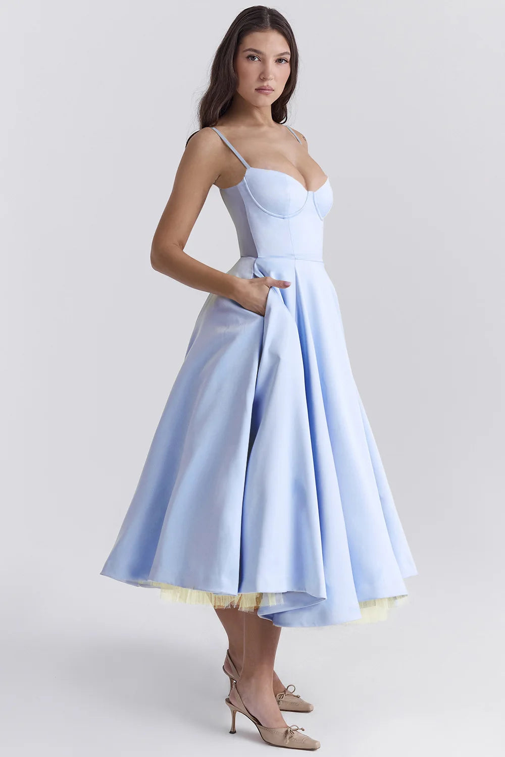 Women's Summer Long Dresses Elegant Lady Maxi Dress O-Neck Blue Dress High Waist Party Dresses for Female Sexy Hoilday Sundress