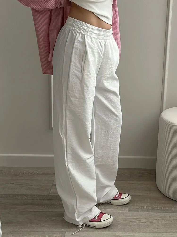 White Sweatpants For Women High Waist Loose Joggers Straight Trousers Female Black Spring Summer Casual Woman Long Pant Wide Leg