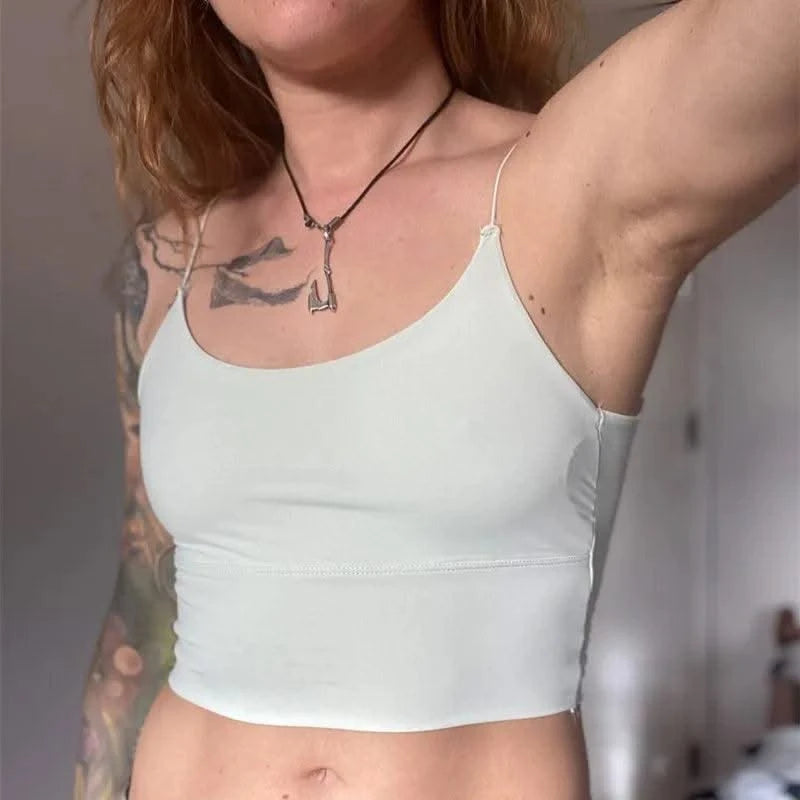 Women Crop Tops Ice Silk Summer Bra Sports Spaghetti Strap Top