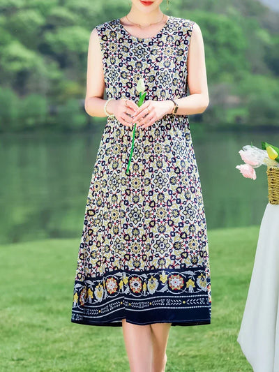 New 2024 Women Summer dresses print  Women  sleeveless Boho Beach Dress Vintage  Dresses  Sundress Beach Dress Tunic  Vestidos