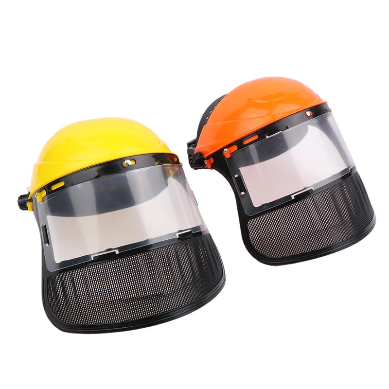 Safety Helmet Hat with Full Face Mesh Protective Mask for Garden Grass Trimmer Logging Brush Cutter Forestry Protection