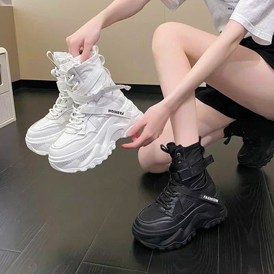 Women's Boots Platform Luxury Designer Shoes for Women  Lace Up Chunky Shoes Breathable Comfort  Ankle Boots Botas De Mujer