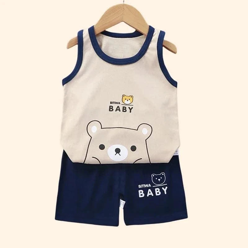 Children Sets Kids Clothes Boys Girls Vest Suit  Summer Children's Clothing baby Cotton T-Shirts Shorts Tank Top Sleeveless