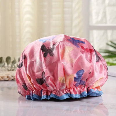 1Pc Thick Waterproof Bath Hat Double Layer Shower Hair Cover Women Supplies Shower Cap Bathroom silk bonnet Satin Bonnets wrap