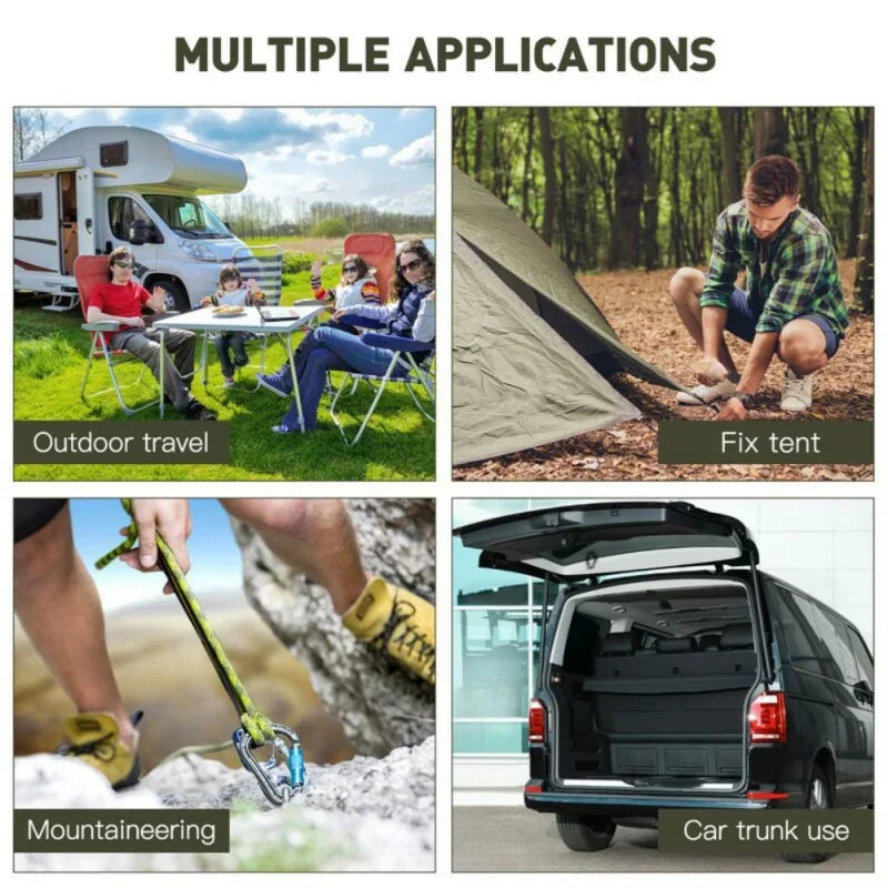 1PC Elastic Tie Rope Mountaineering Buckle Hook Canoe Bike Luggage Packaging Rope Camping Accessories