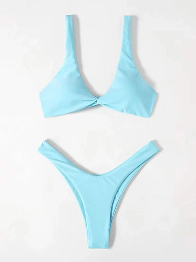 OIINAA Bathing Suit Women Solid Sexy Swimsuit Bow Tie Drawstring Lace Up Summer Bikini Set Two-pieces Beachwear Thong Biquinis