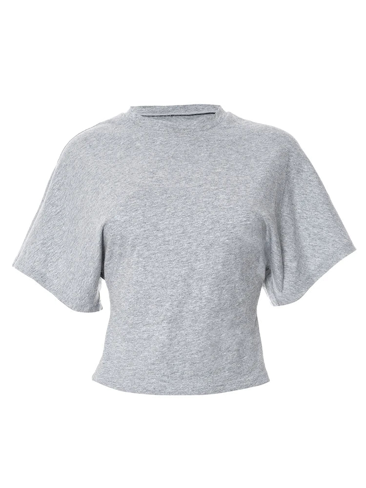 Women's cotton t-shirt summer 2025 baggy crop top French style elegant blouses Sense of design Short sleeve tee casual y25tp031