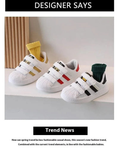 Children's Sports Shoes Spring and Fall Four Seasons Models Boys and Girls Casual Board Shoes Shell Head Small White Shoes