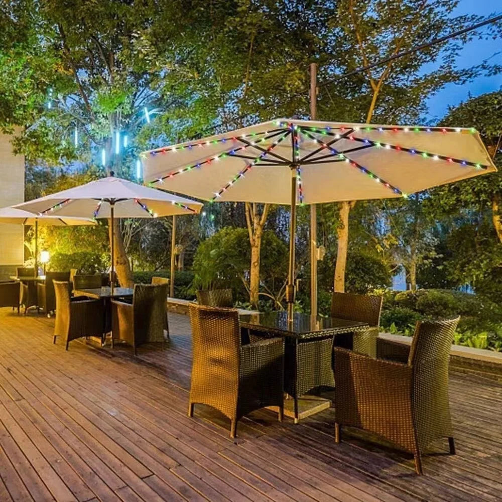 104 LED Umbrella Lights Outdoor Lighting With Remote Control 8 Mode Battery Operated Waterproof For Patio Courtyard Garden Decor
