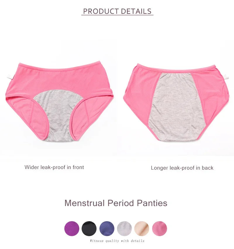 5pcs/Set Leak Proof Menstrual Panties Women Period Underwear Sexy Pants Physiological Underwear Plus Size Waterproof Briefs