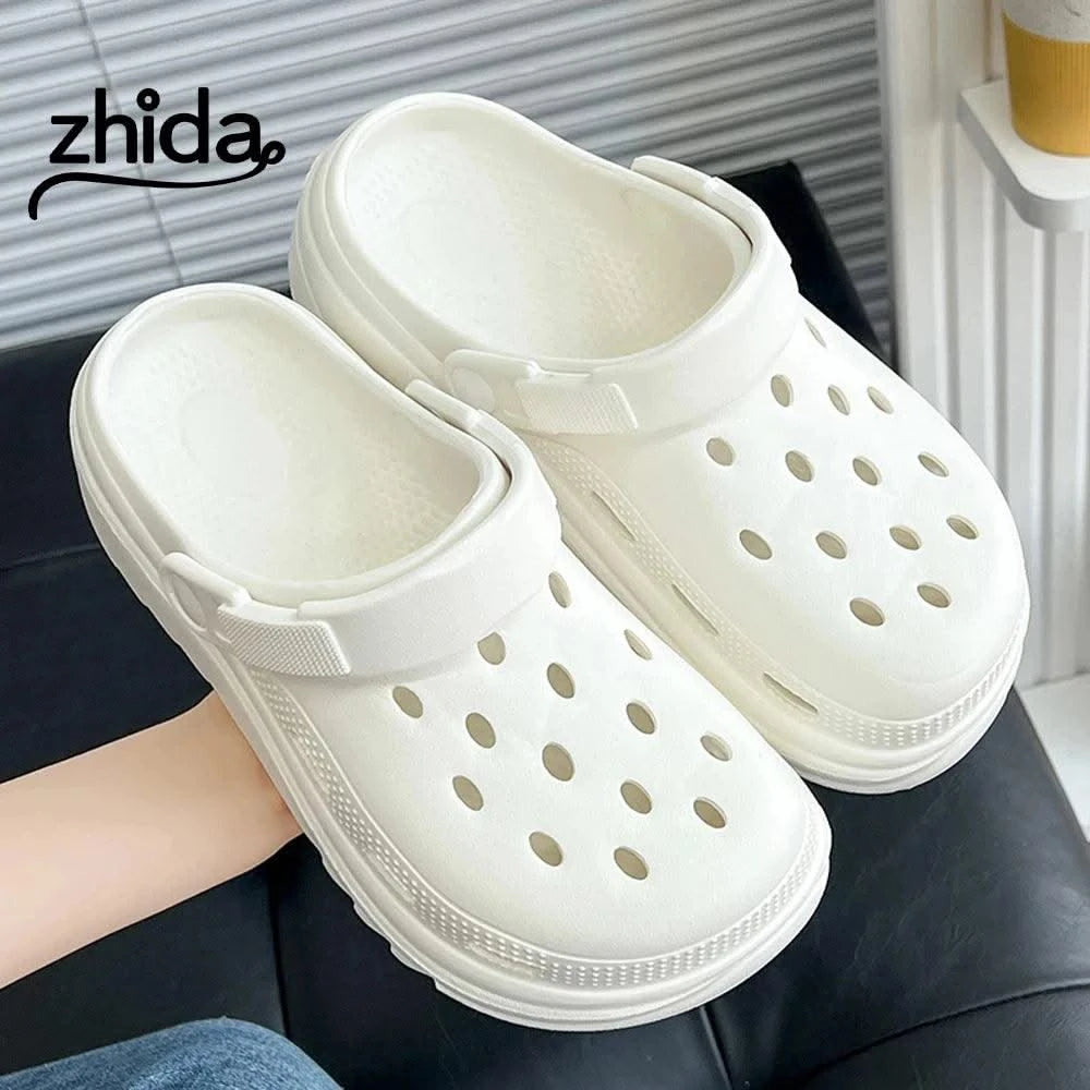 ZHIDA Clogs Sandals Men Women Couples Garden Shoes Summer Outdoor Slides Black White Minimalism EVA Rubber Outside Beach Shoes